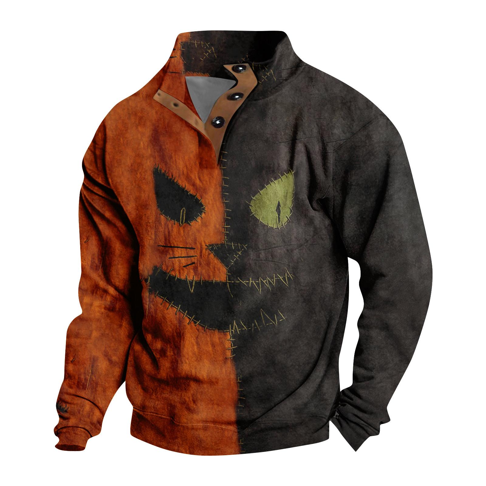 

Мужская повседневная модная рождественская принтованная толстовка без капюшона, широкая мужская свободная толстовка с капюшоном и воротником-стойкой L