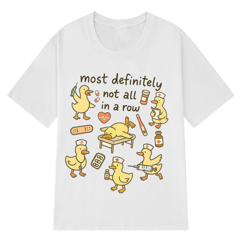 2025 Summer Funny Nurse Ducks in A Row Print TShirt Men Women Shortsleeved Highquality Vintage Cotton Printed Tshirts Y2k