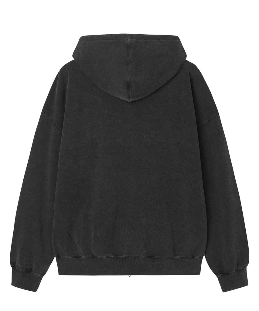 Openyard(Oy) Washed Crack Hoodie Zip Up - Black