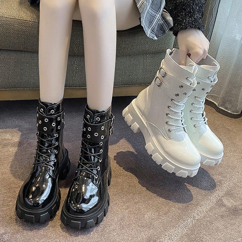 Fashion Women Boots 2025 Winter New Fashion Platform Zipper Mid Calf Boots Ladies Waterproof Round Toed Shoes Female