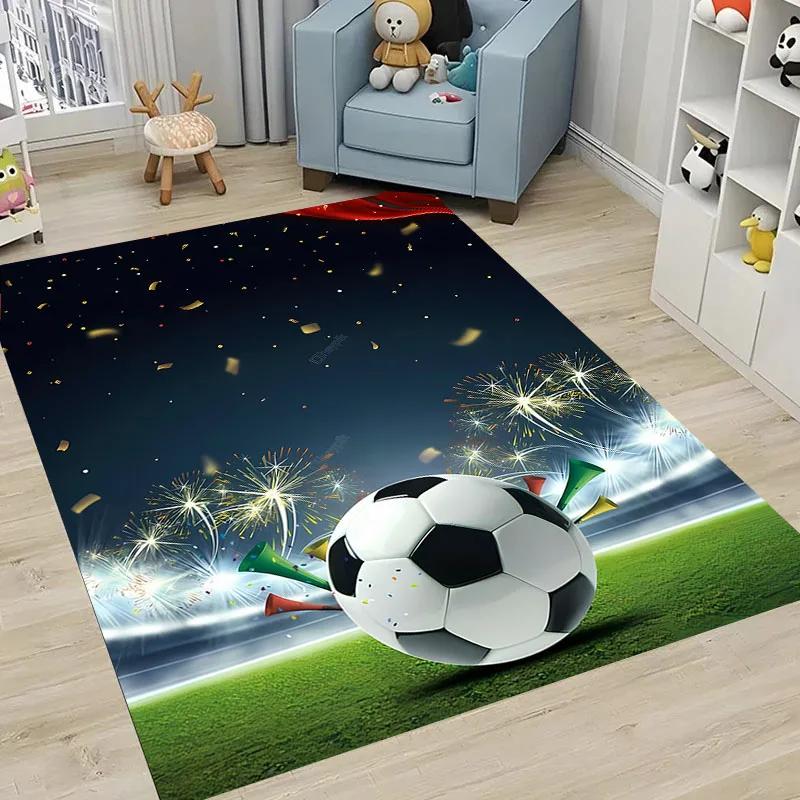 Ball Sports Themed Carpet Cartoon Soccer Floor Mat for Kids Bedroom Decor Football Large Area Rugs Home Living Room Hallway Rug