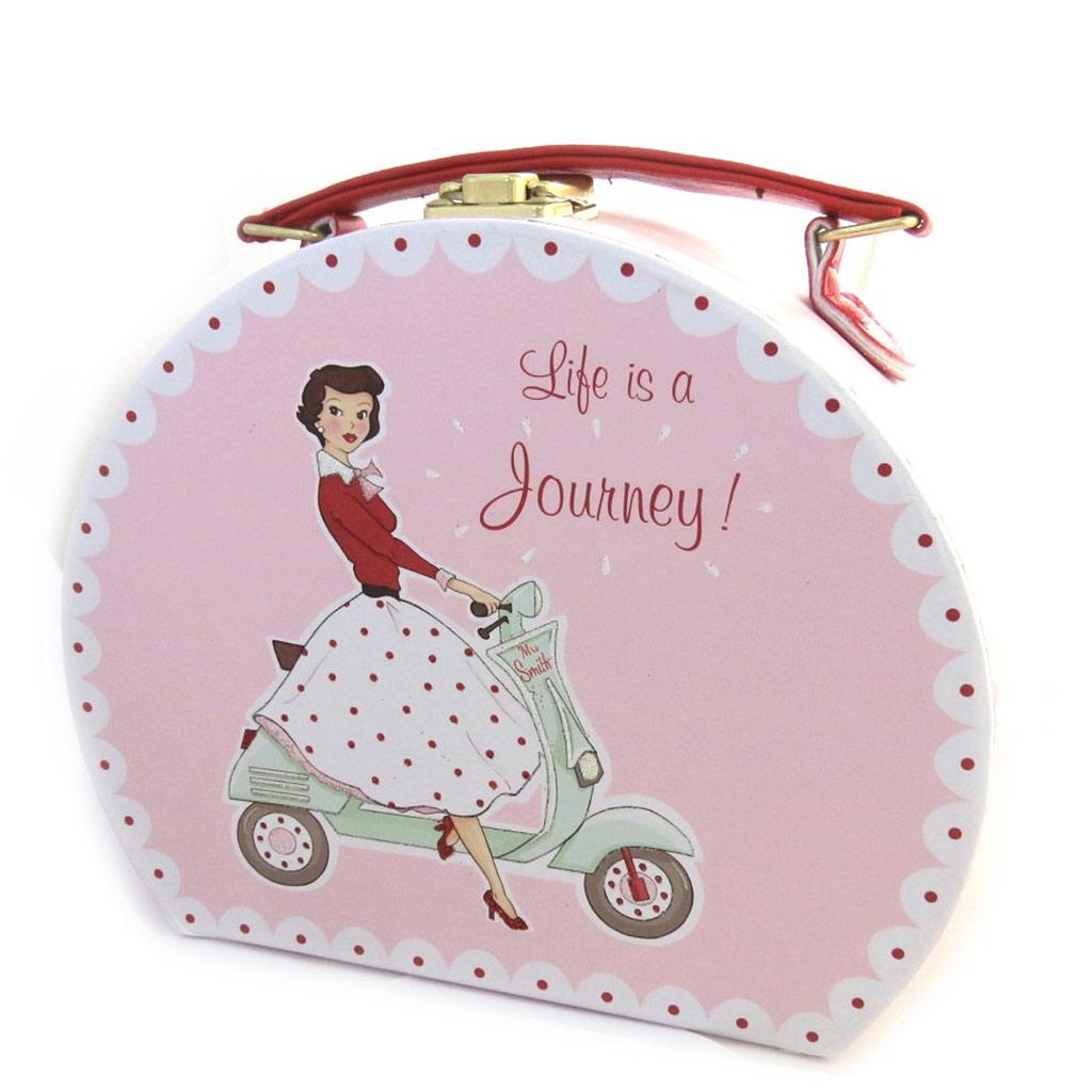 Les Trésors De Lily [N2027] - 3 Nesting Suitcases 'Mrs Smith' Pink Red