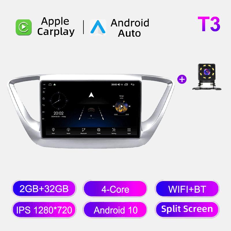 

Автомобильное радио Android Auto Carplay для Hyundai Solaris 2017-2020, мультимедийный проигрыватель, головное устройство, стерео, GPS-навигация, BT WIFI 2+32 ГБ 2+32GB серебряный