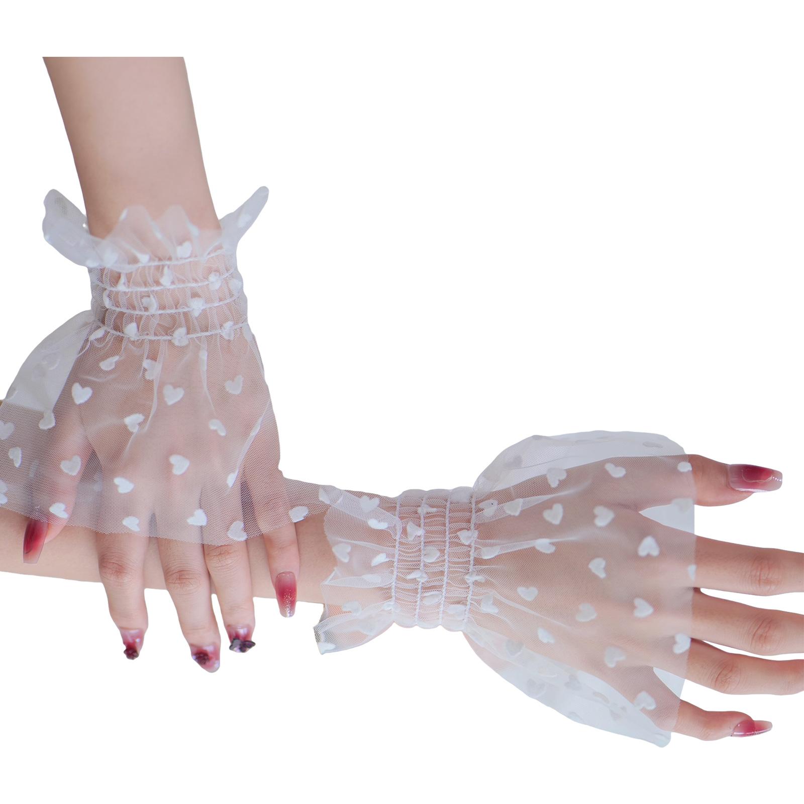 

Прозрачные нарукавники с принтом сердец, фотоаксессуары, легкие, эластичные манжеты для студийной и уличной съемки белый