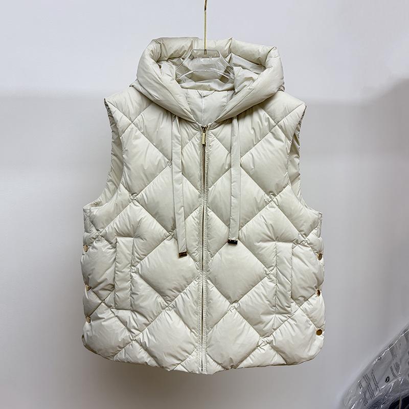 MAX classic rhombus vest new European hooded down vest vest women's short sleeveless jacket