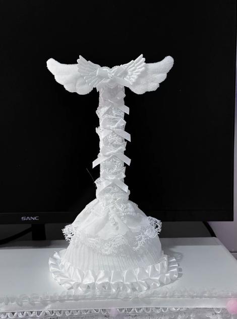 Nuevo Lindo Soporte para Auriculares con Alas de Ángel Personalizado con Lazo de Encaje Rosa Soporte para Auriculares Decoración de Escritorio Kawaii para Exhibición de Auriculares para Gaming