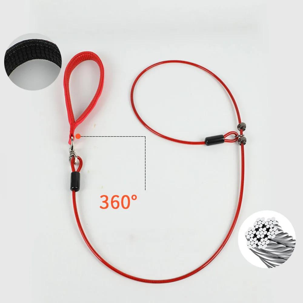 Cable Slip Lead Dog Leash Chew Proof Steel Wire Dog Leash with Nylon Handle for Teething Puppies Large Dogs Training Cord Leads
