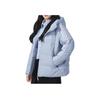 Adidas Logo Print Three-Stripe Zip-Up Hooded Down Jacket Women Outerwear Miracle-Blue IT8718