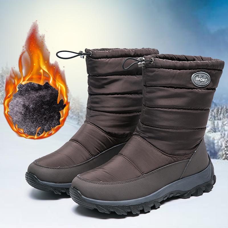 Women's Waterproof Plus Velvet Winter Snow Boots - Large Size, Thick Cotton, Mid-Tube Warmth
