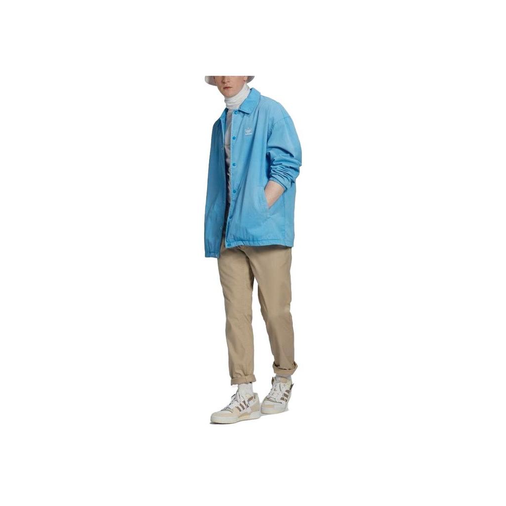 Adidas Originals Loose Fit Logo Print Long Sleeve Jacket Men jackets Blue HK7512