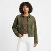 Elegante Chaqueta de Cuero Genuino de Cordero Gamuzado Verde Oliva para Mujer Hecha a Mano