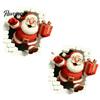 Xmas Home Decor Christmas Santa Wall Stickers, 3D Claus Reindeer Break-Through Self-Adhesive Indoor Outdoor Holiday Ornaments Decal, Removable Window