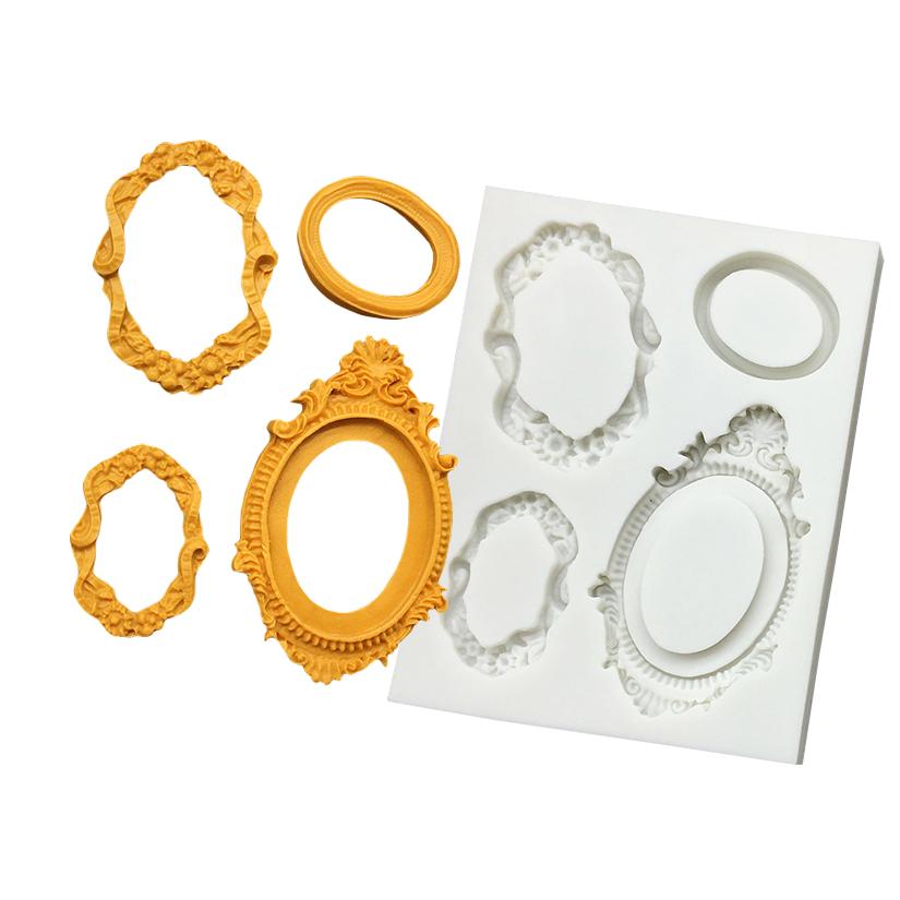 Po Ram Spegel Silikonform Resinverktyg Sugarcraft Muffin Bakform Fondant Tårtdekorationsverktyg