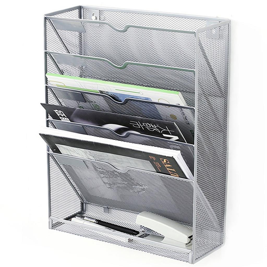 5-stufiger Wand-Aktenorganizer Vertikale Anordnung Glänzende Kanten Wandmontage Aktenhalter mit Aufhängeloch