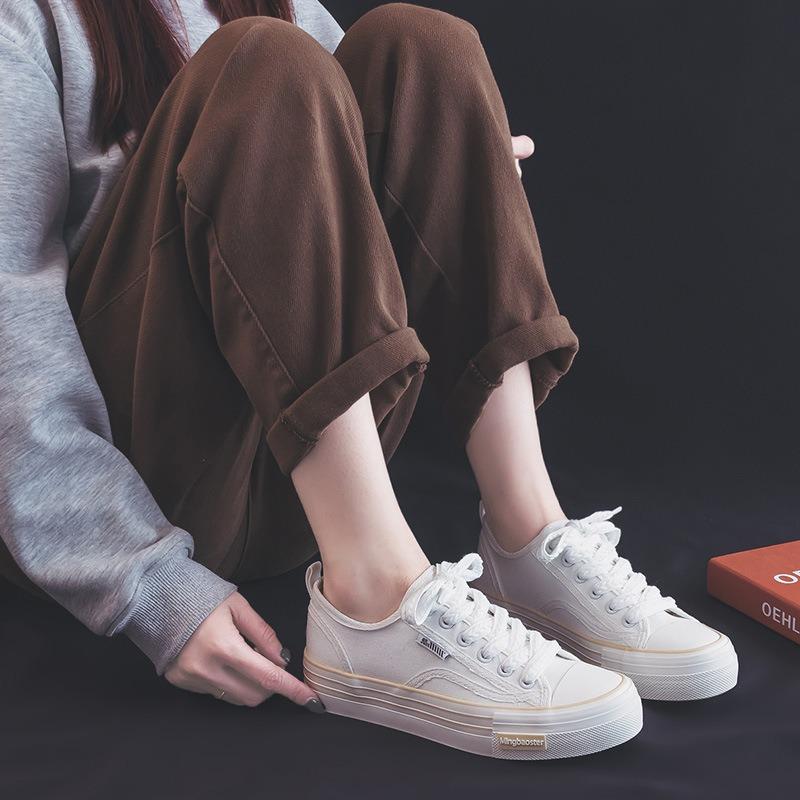 Wheat ear shoelaces platform canvas shoes women's summer breathable new versatile niche board shoes soft sole white shoes