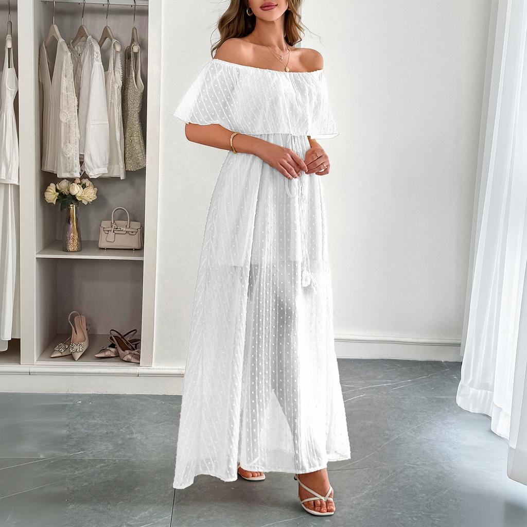 Women's Bohemian Sexy Off-Shoulder Short Sleeve Dress for Summer