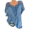 Lace Embroidered Batwing Sleeve Blouse V-neck Short-sleeved Women's Shirts