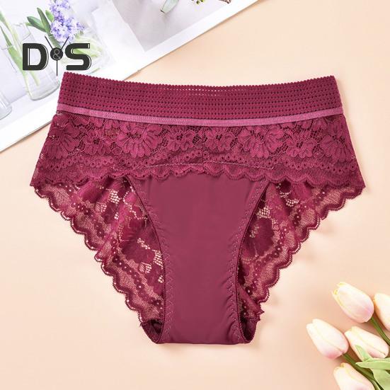 Women Underpants High Waist Hollow Out Lace Soft Breathable Anti Septic Stretchy Moisture Wicking Flower Embroidery Mesh Lady Panties Briefs