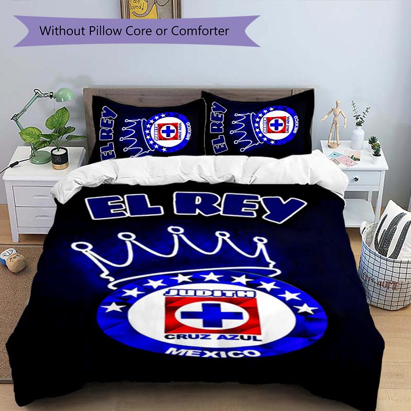 Cruz Azul Themed 3pcs Bedding Set Duvet Cover Closure Includes 1 Duvet Cover & 2 Pillowcases for All Seasons Bedroom Home Dorm Decor