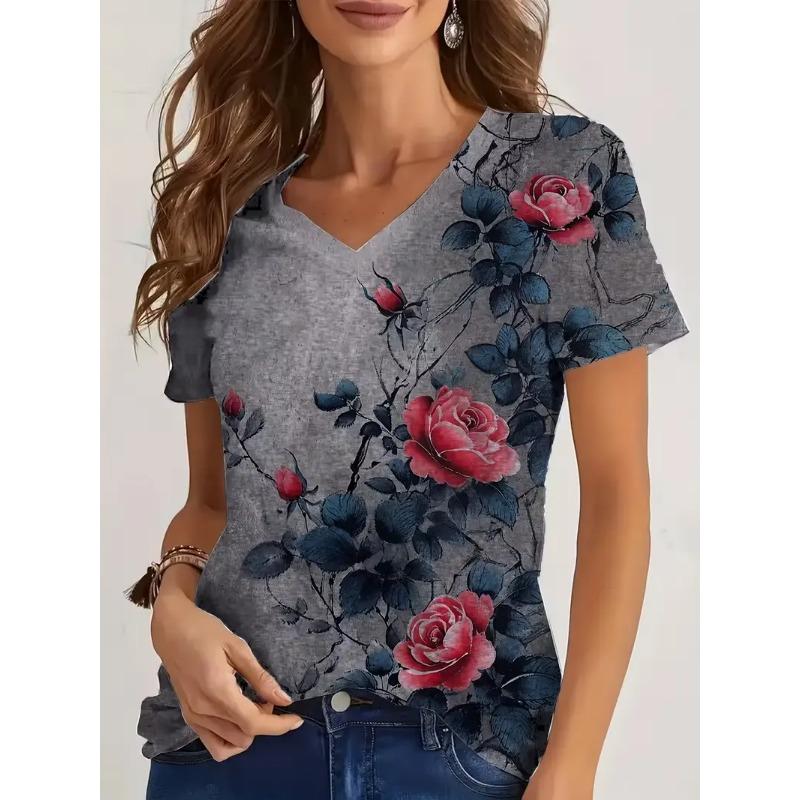 Women's V-neck Short-sleeved T-shirt