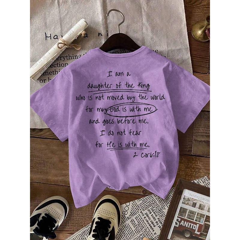 T-shirt con Stampa Grafica, Manica Corta Girocollo Top Casual per Estate e Primavera, Abbigliamento Donna