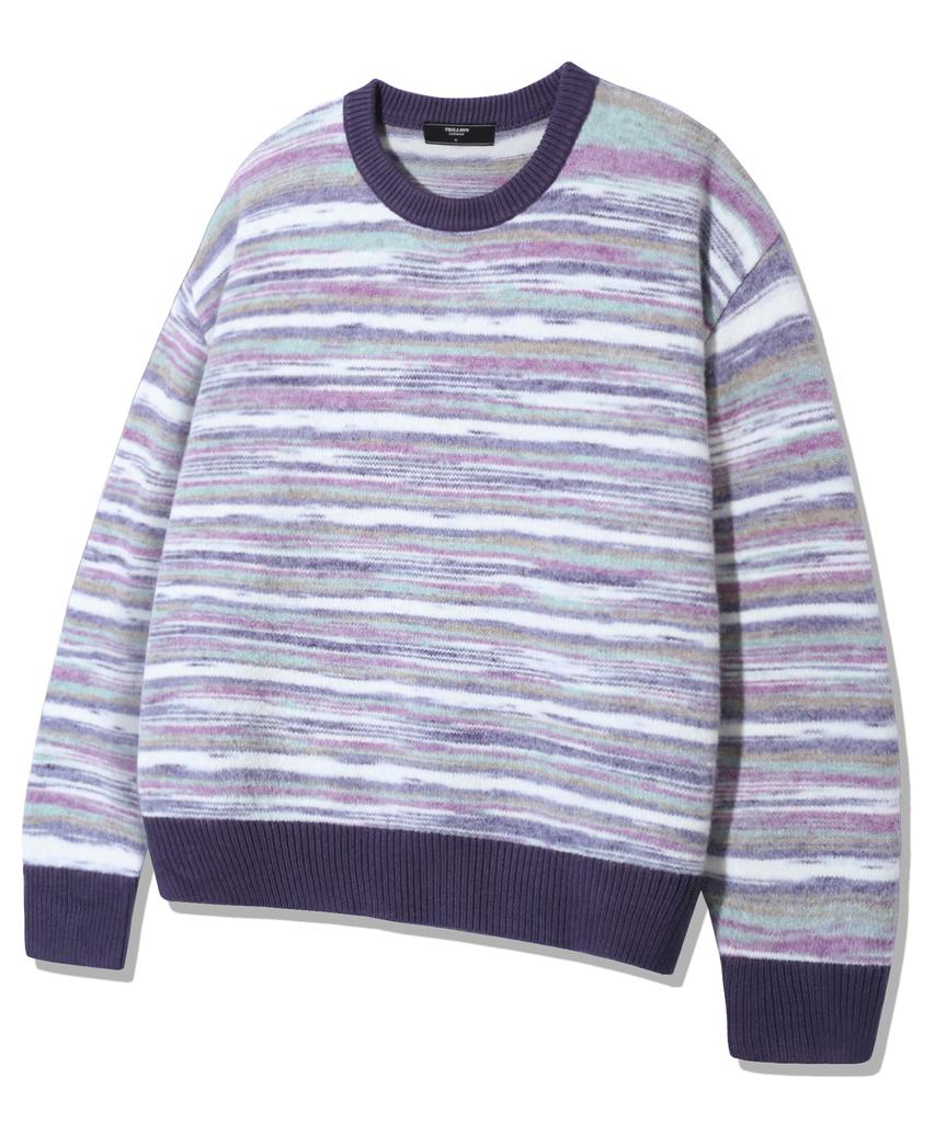 TRILLION Washable Multi-Color Gradient Crew Neck Knit_Purple