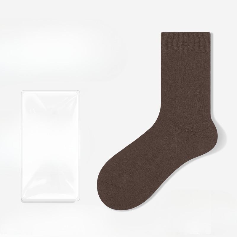 

Мужские осенне-зимние теплые антибактериальные дезодорирующие носки-гольфы из хлопка и шерсти 1 pair кофейный