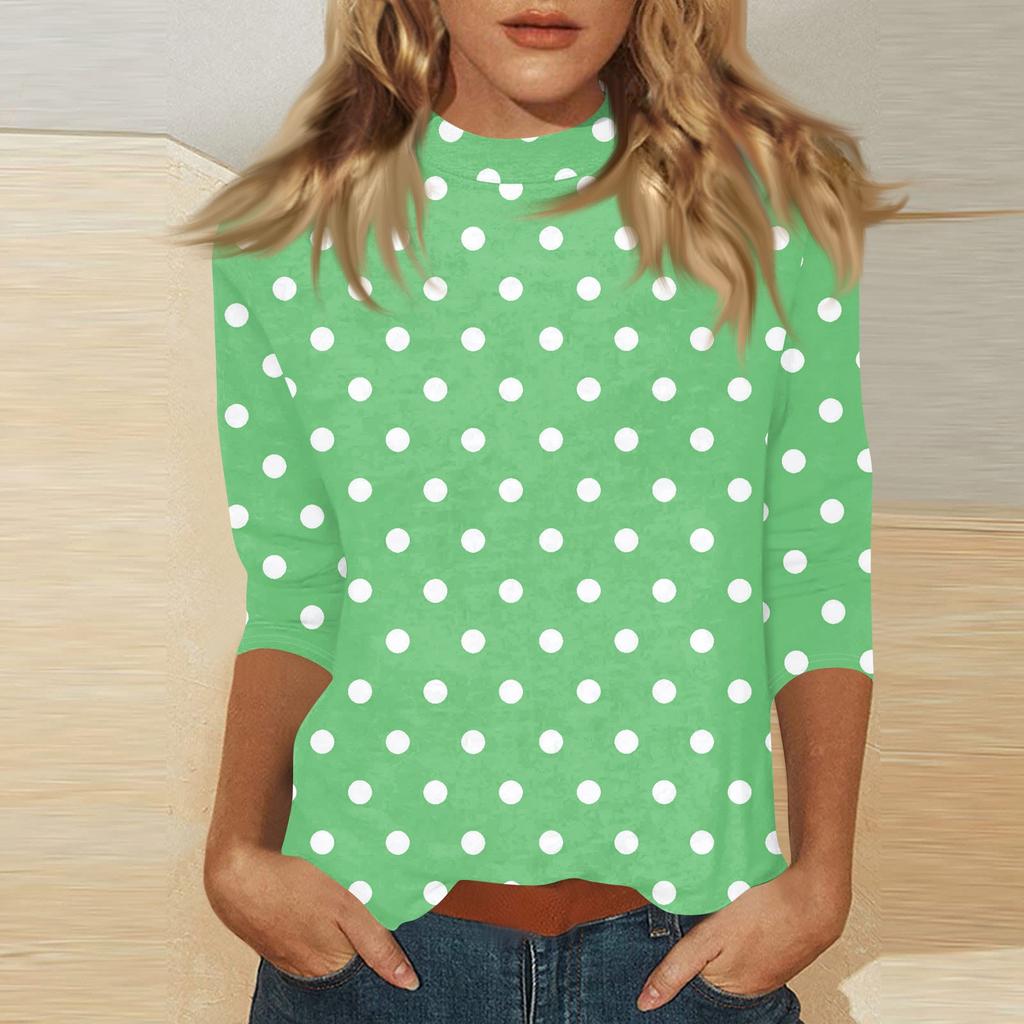 Damen Mock-Neck 3/4-Ärmel Bedrucktes Oberteil