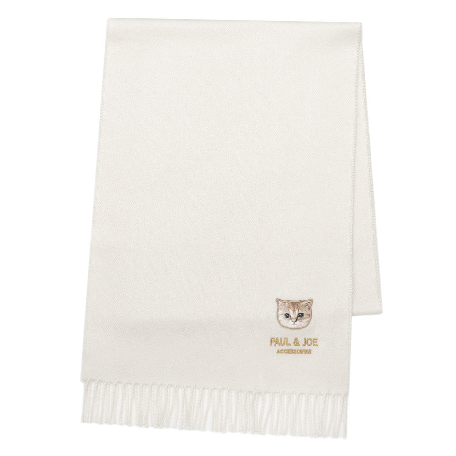 

Paul & Joe Moonbat Cat Logo Embroidered Scarf (44584) with Branded Packaging, Off-White