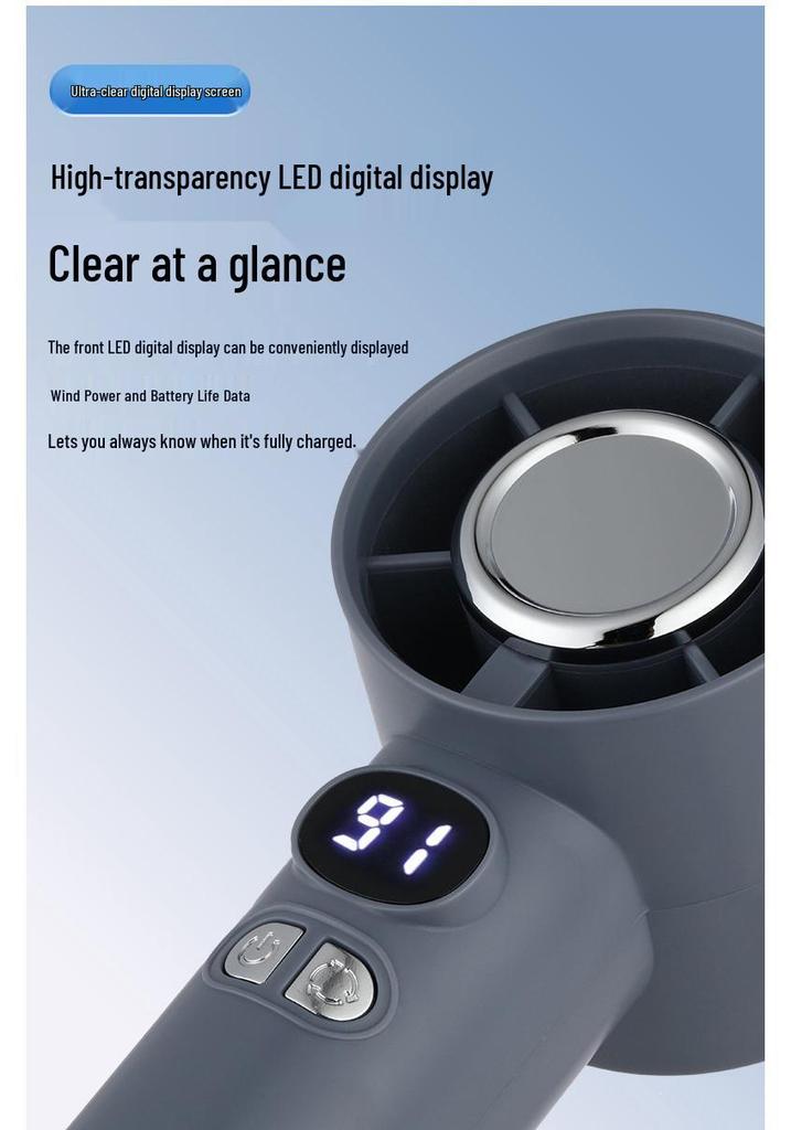 High-Speed USB Rechargeable Portable Mini Handheld Fan with 100-Speed Turbine Power for Strong Wind