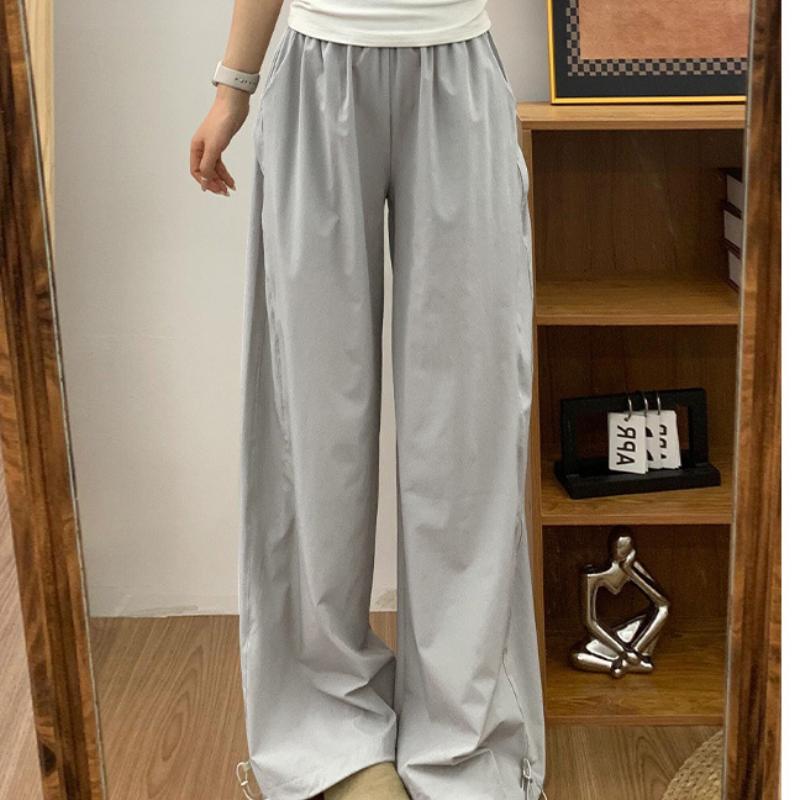 Gray Quick-drying Work Pants for Women In Summer Thin New Loose Straight Work Pants Casual Small Sports Pants