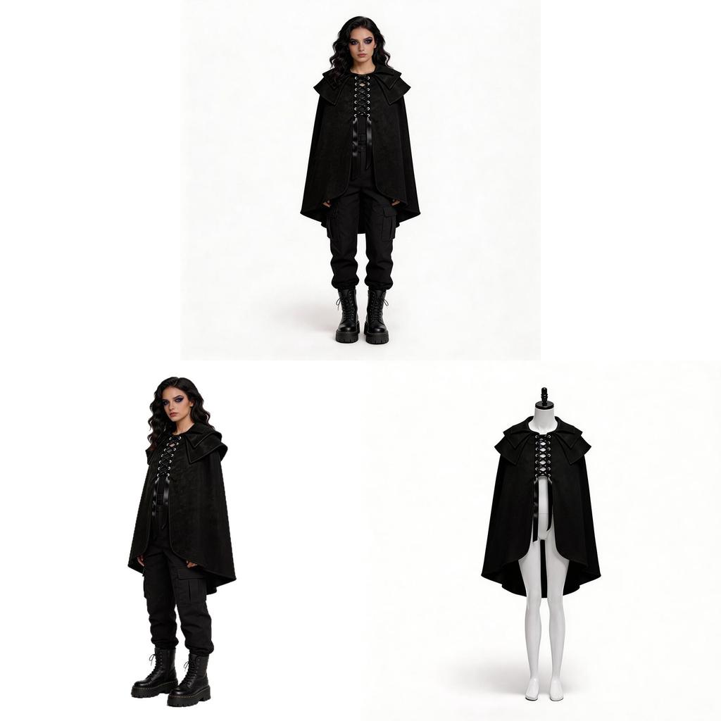 Gothic Cosplay Cape With Polyester Material For Stage Costume And Roleplaying