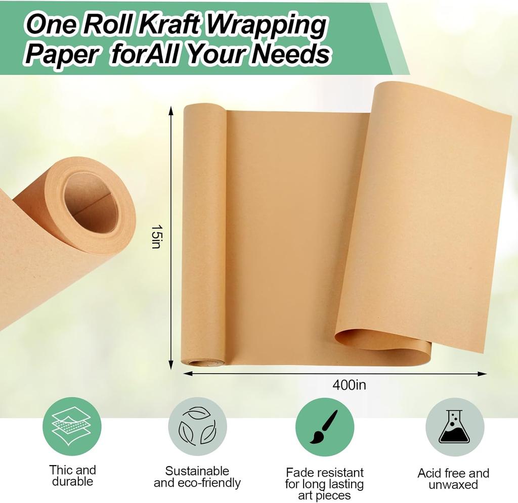 10M Brown Kraft Paper Roll for Gift Wrapping Moving Packing Art Craft Biodegradable Gift Wrapping Paper Thick Packing Wrap