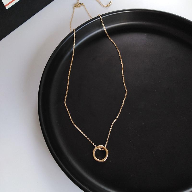 Minimalist Irregular Pendant Necklace For Women Gold Color Alloy Hollow Geometric Chokers Necklaces Birthday Gift