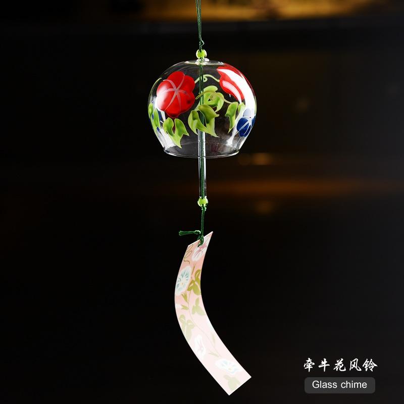 Japanese Style Cute Wind Chime Handmade Glass Painted Hanging Ornament Creative Gift for Girls