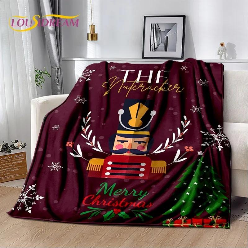 Christmas Tree New Year Nutcracker Cartoon Fairy Tales Blanket,Soft Throw Blanket for Home Bedroom Bed Sofa Cover Child Gift