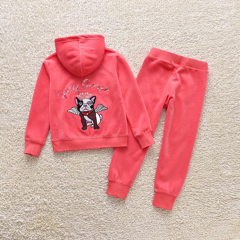 Europäischer & Amerikanischer Samt-Hoodie & Hose mit geradem Bein für Mädchen - Zweiteilige Freizeit-Sportbekleidung