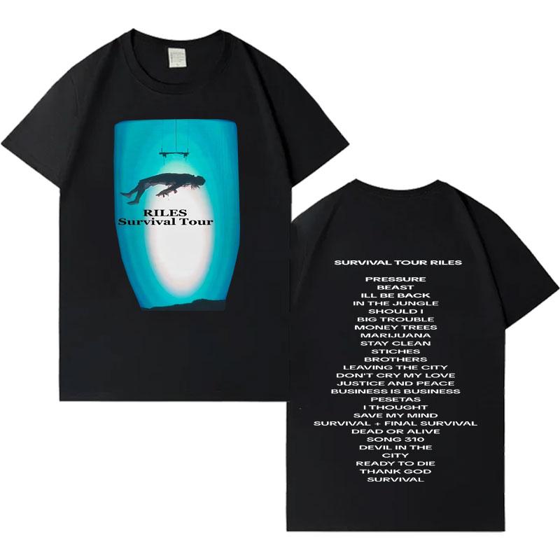 Singer Riles New Album Tour Aesthetic Short Sleeve T Shirts Mens Casual Cotton Oversized Cozy Crewneck Loose Tshirts Streetwear