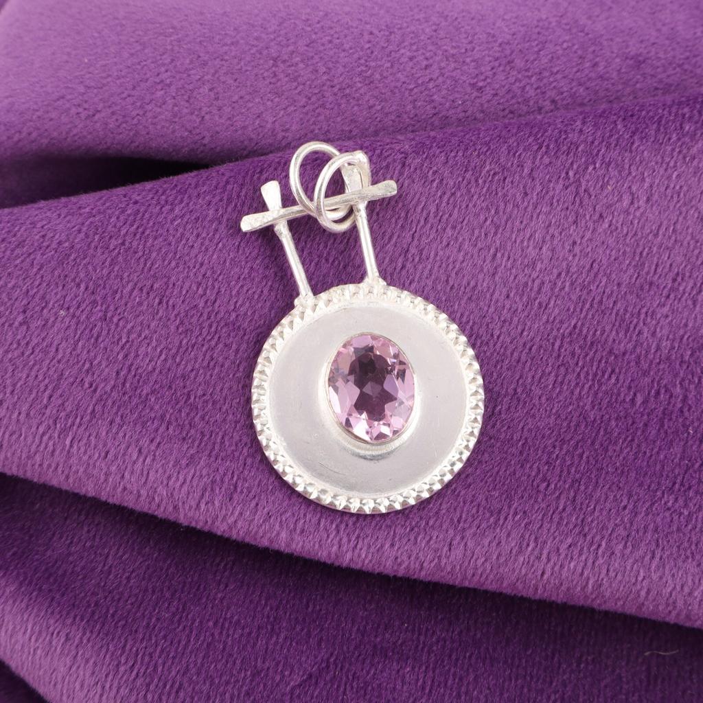 Oval Natural Morganite Sisters Gift Birthday Pendant Jewelry 925 Sterling Silver PP-57-15