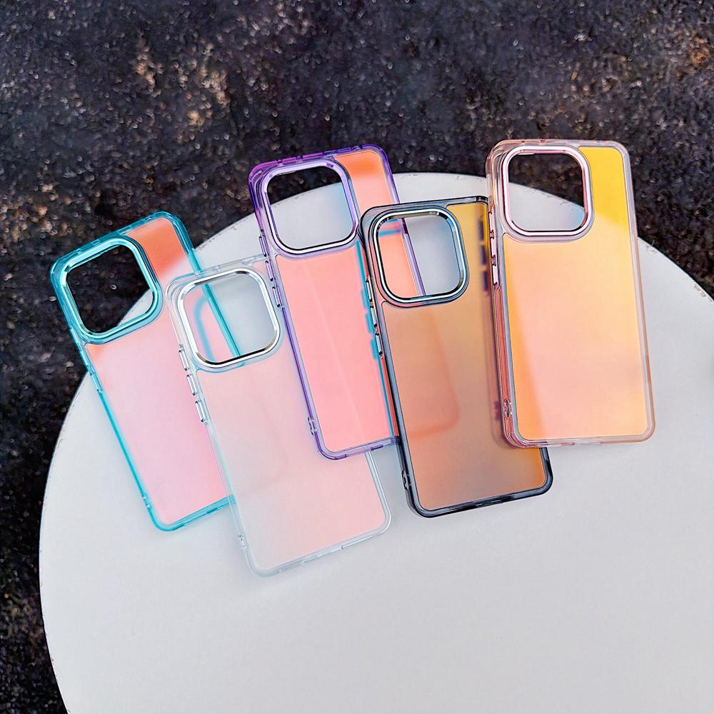 KEYSION Fashion Laser Gradient Colorful Phone Case for Xiaomi 14T 14T Pro 5G Soft TPU+PC Shockproof Back Cover for Xiaomi 14T 5G