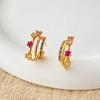 Delicate Rose Flower Design Light Luxury 18k Gold Plated Copper Stud Earrings For Women
