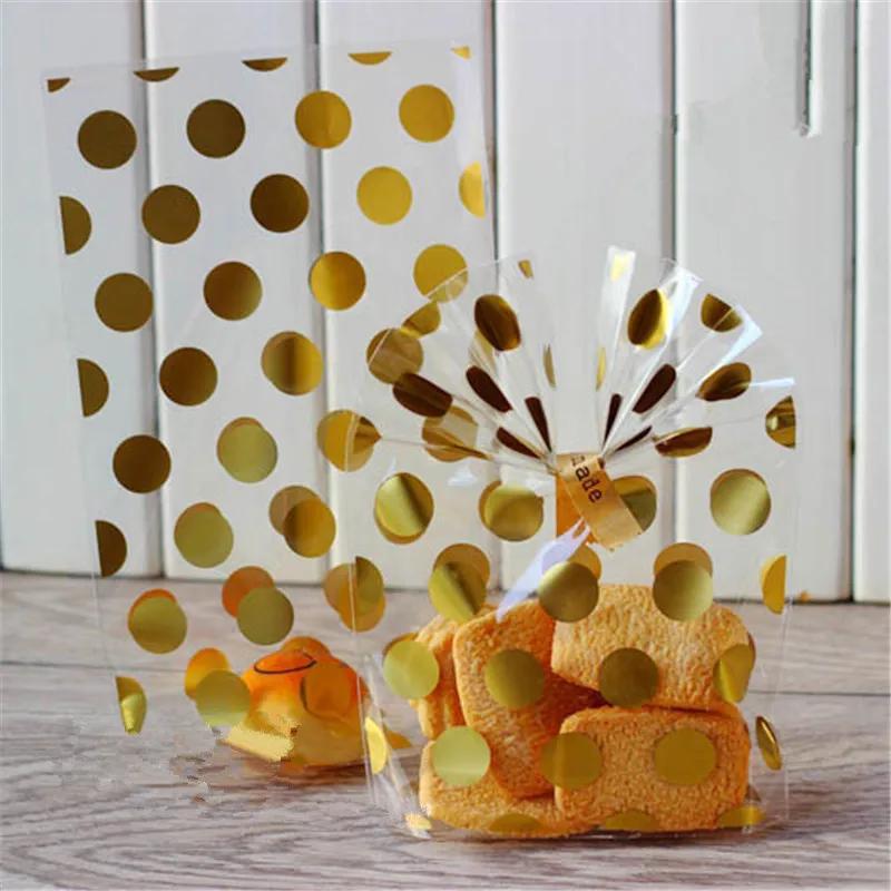 100Pcs Golden Star Baking Candy Biscuit Flat Pocket Stand Packaging Snowflake Nougat New Year Gift Bags
