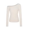 Women Off Shoulder Slim Fit Long Sleeve Solid T Shirt Casual Basic Daily Top
