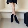 2025 winter new round head thick heel belt buckle locomotive women's short boots versatile tall tube fashion thin boots western women's boots