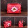 Vintage Leather Female Baotou Layer Cowhide Printed Handbag Texture Handmade Lotus Pillow Bag