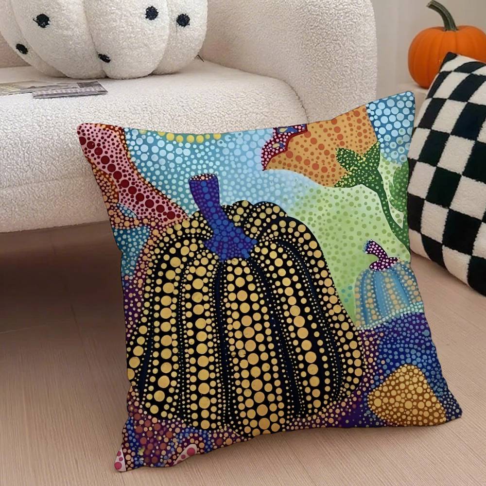 Federa per Cuscino Artistica K-Kusama Yayoi Anti-Acari Cuscino con Cerniera Invisibile Morbido Peluche Corto Copricuscino per Divano