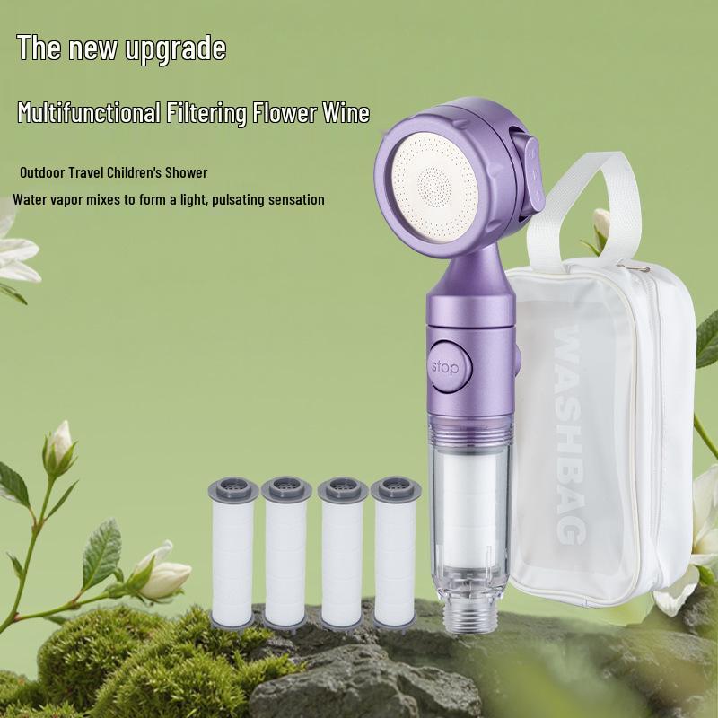 Lotus Head Universal Travel Shower Filter - Powerful Mini Showerhead for Hotels