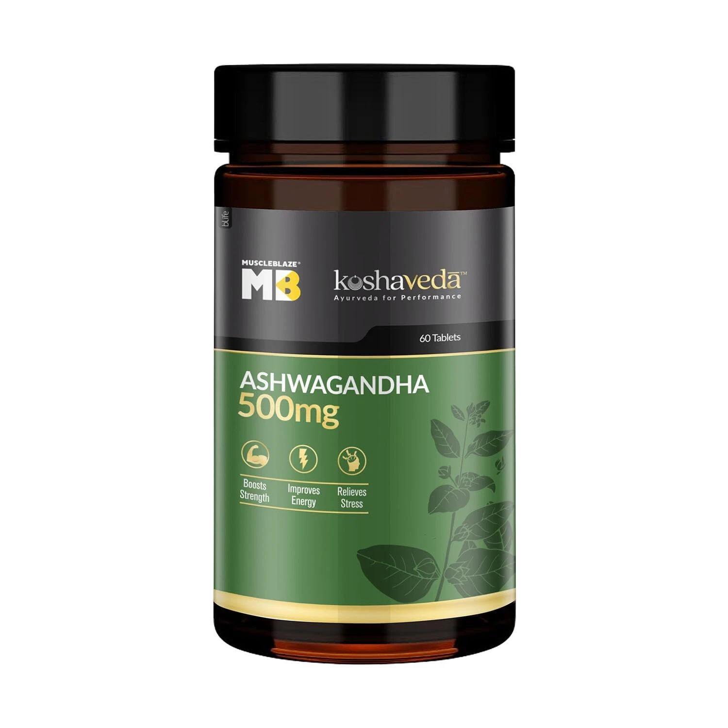 

MuscleBlaze Koshaveda Ashwagandha 500mg (60 Tablets) with KSM-66