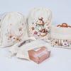 12 piece/set Reusable Eid Al Fitr Cotton Bags Decorative with Drawstring Candy Storage Bag Festival Gift Packaging Bags