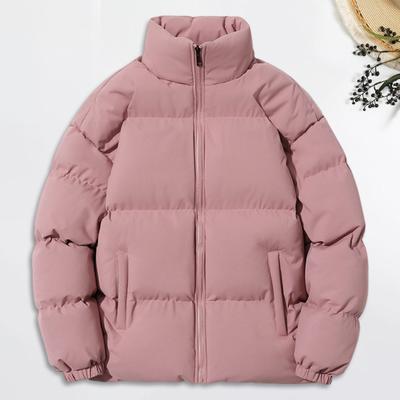 Wintermantel für Damen, Stehkragen, Reißverschluss, lange Ärmel, Übergröße, winddicht, wärmespeichernd, gepolsterter Daunenmantel für Herren, Slim Fit, Outdoorjacke